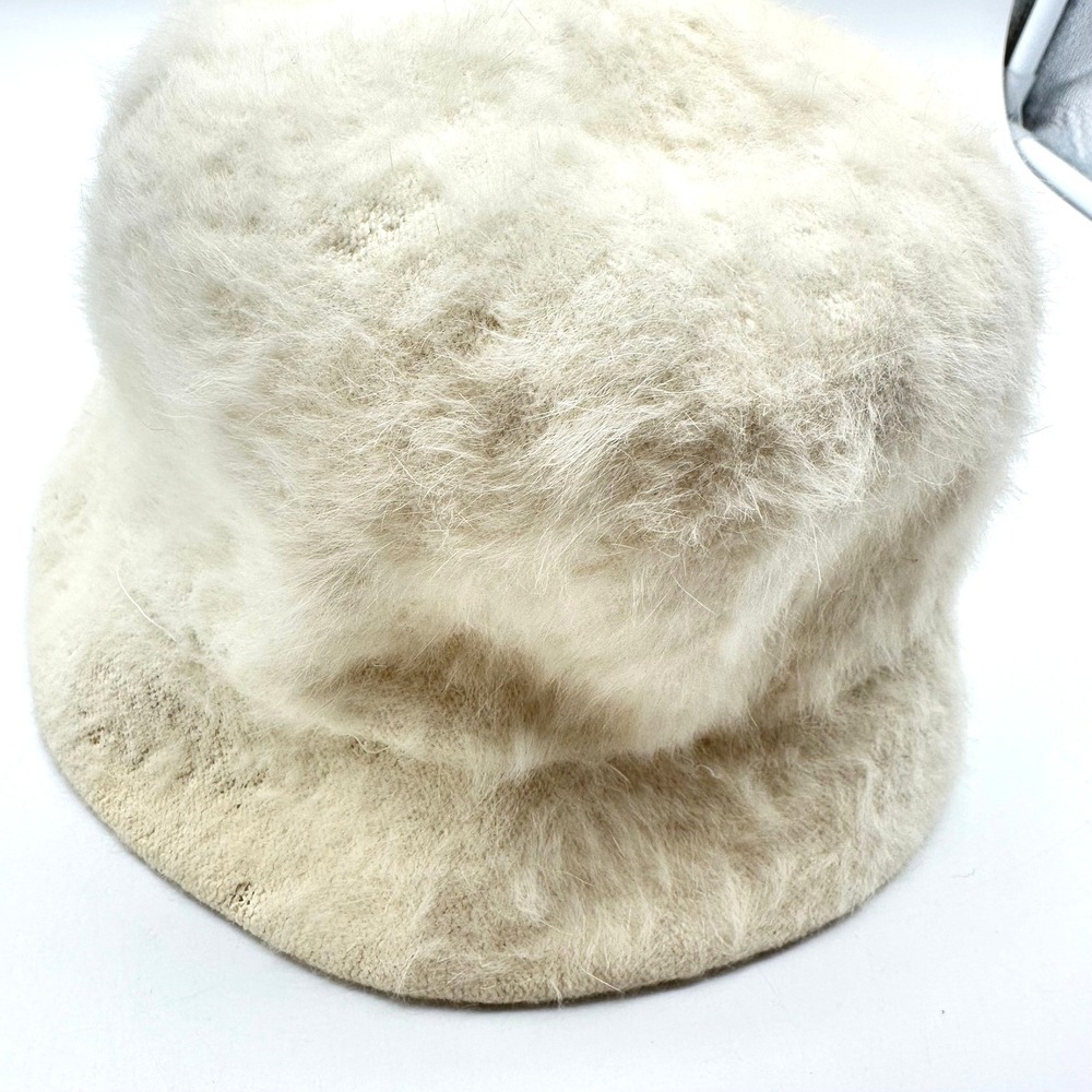 Vintage Kangol Furgora Bin Bucket Hat Off White Cream Fuzzy Angora Blend Medium - Picture 5 of 10